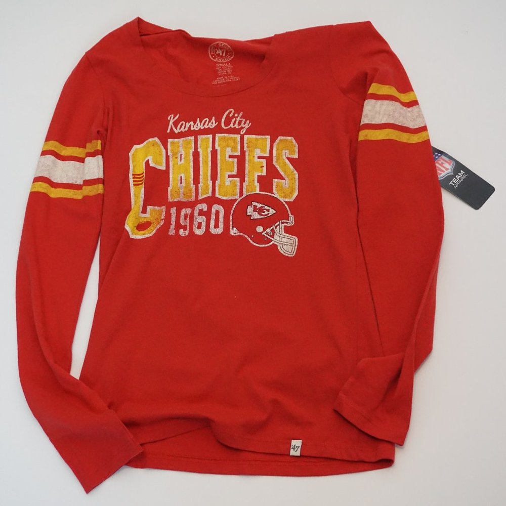Kansas City Chiefs NFL Women's 47 Brand Red Long Sleeve T Shirt Size Small